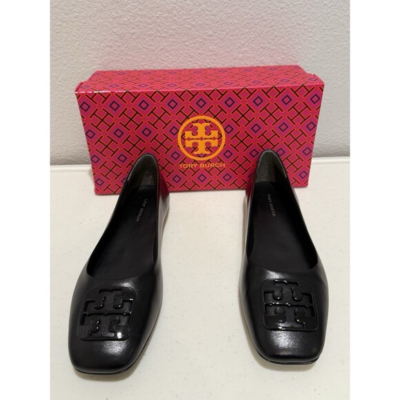 Tory Burch Georgia Ballet Flats Size 7.5 Leather Perfect Black Paris Goat $248 - Picture 10 of 10